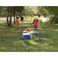 Campingtisch Mit Bank Coleman Pack-Away Table For 4 -Natur Zelt Geschaft campingtisch coleman pack away table for 4 sitzgruppe picknicktisch 4 12628